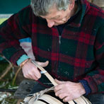 Owen Jones making an oak swill at Hatfield Living Crafts fair 2017
